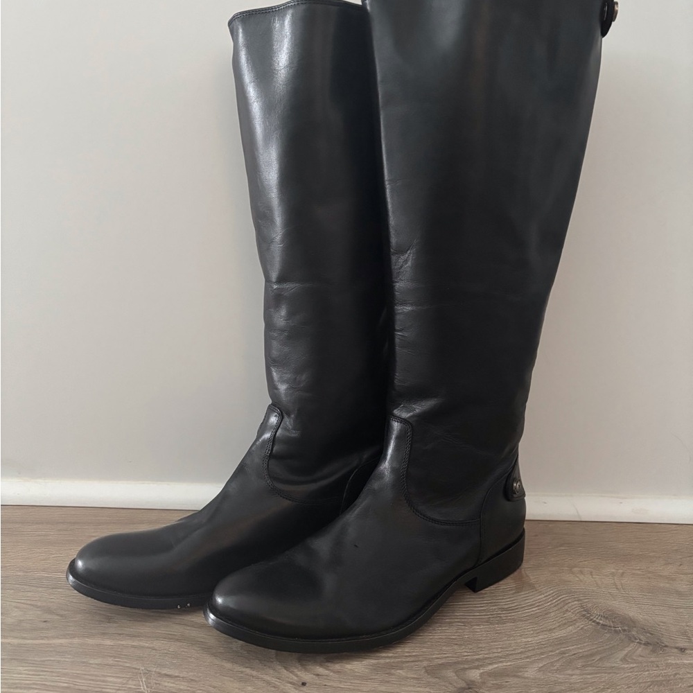 Frye Tall Black Leather Riding Boots- Size 8